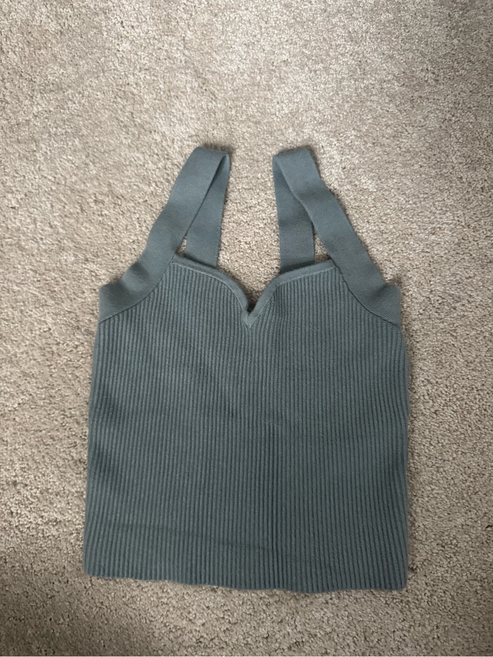 Abercrombie & Fitch Ribbed Crop Top in Dusty Blue